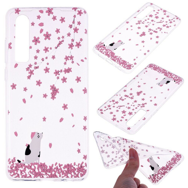 

Силиконовый (TPU) чехол Deexe Pretty Glossy для Huawei P30 - Pink Flowers and Animal