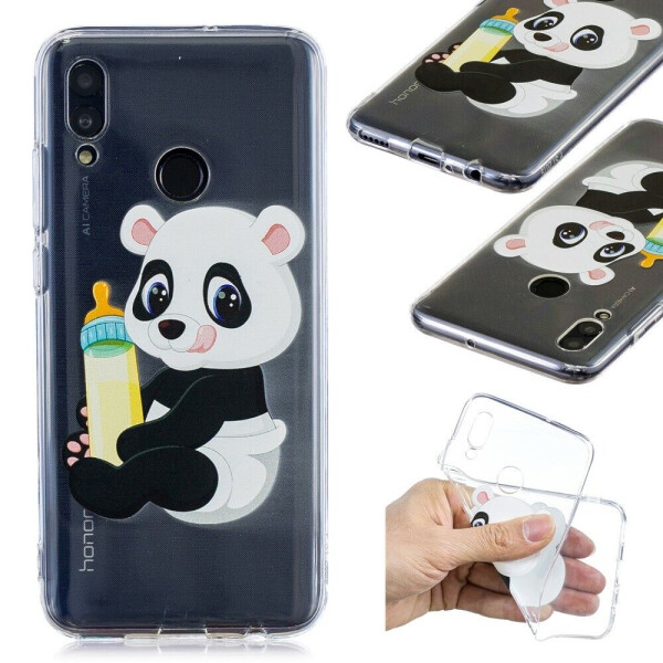 

Силиконовый (TPU) чехол Deexe Pretty Glossy для Huawei P Smart (2019) / Honor 10 Lite - Panda Holding a Bottle