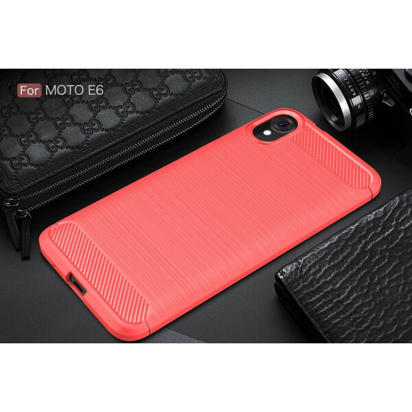 

Защитный чехол UniCase Carbon для Motorola E6 - Red