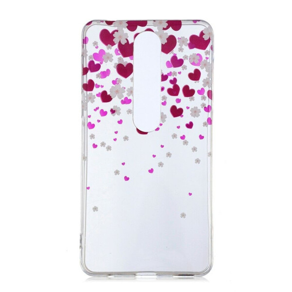 

Силиконовый (TPU) чехол Deexe Life Style для Nokia 6 (2018) / Nokia 6.1 - Hearts Pattern