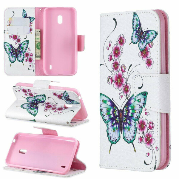 

Чехол-книжка Deexe Color Wallet для Nokia 2.2 - Butterfly and Flower