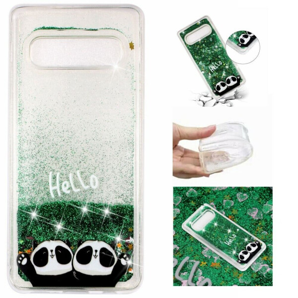 

Силиконовый (TPU) чехол Deexe Liquid Glitter для Samsung Galaxy S10 - Hello Panda