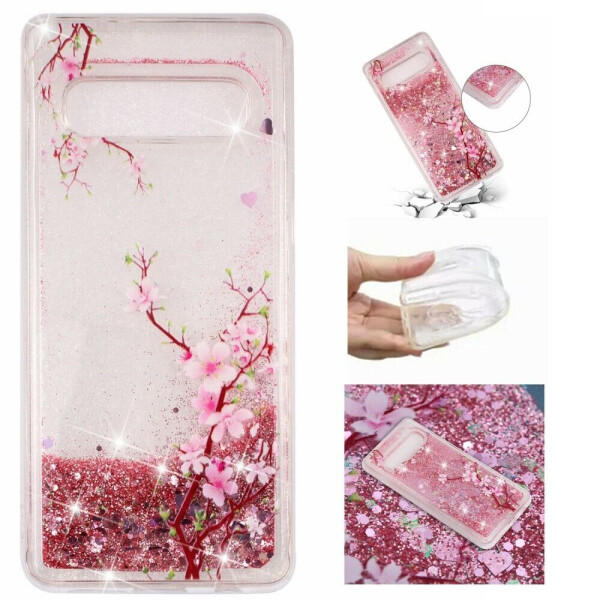 

Силиконовый (TPU) чехол Deexe Liquid Glitter для Samsung Galaxy S10 - Plum Flower