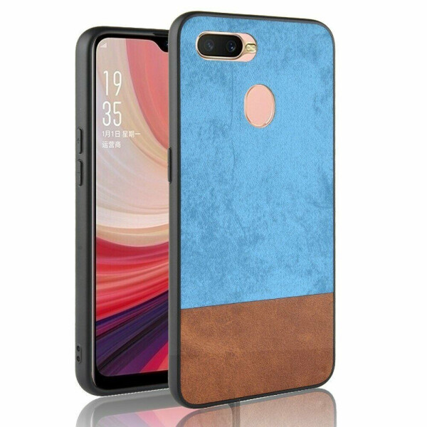

Защитный чехол Deexe Elegant Series для OPPO A5S - Blue/Brown