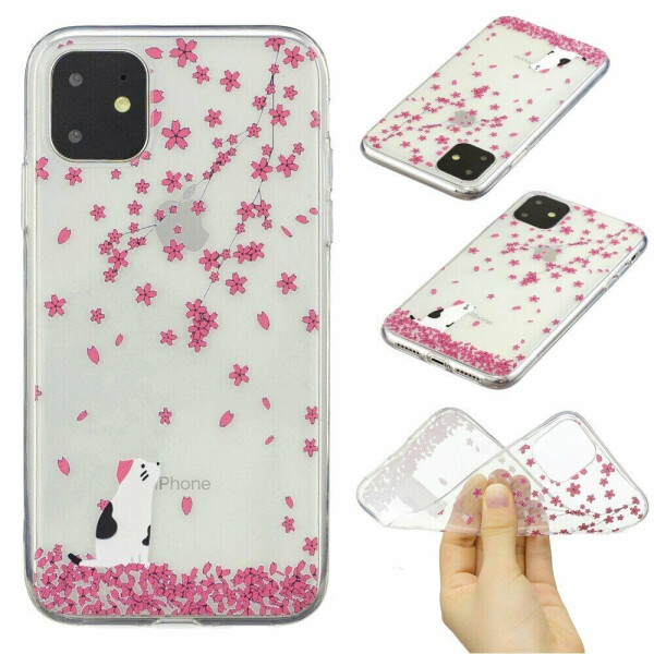 

Силиконовый (TPU) чехол Deexe Pretty Glossy для Apple iPhone 11 Pro - Cat and Flower Branches