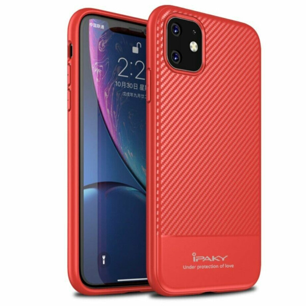 

Защитный чехол IPAKY Carbon Fiber для Apple iPhone 11 - Red