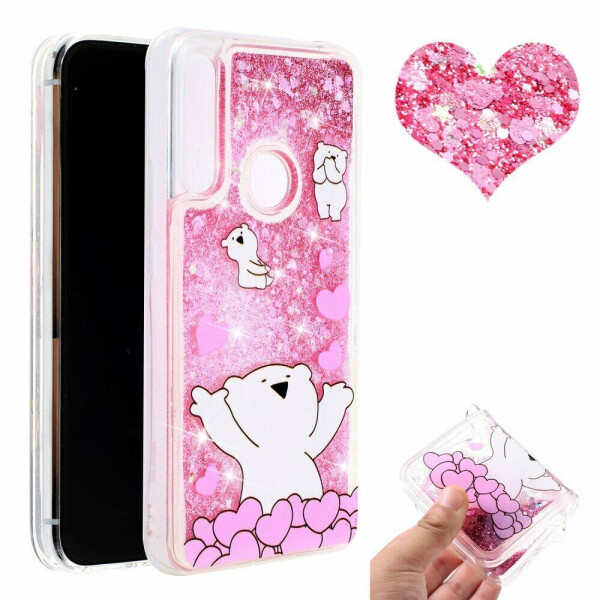

Силиконовый (TPU) чехол Deexe Fashion Glitter для Huawei P Smart Z / Honor 9X - Bear and Heart