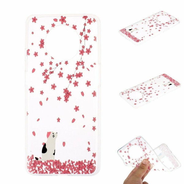 

Силиконовый (TPU) чехол Deexe Pretty Glossy для OnePlus 7T - Cat and Flower Tree