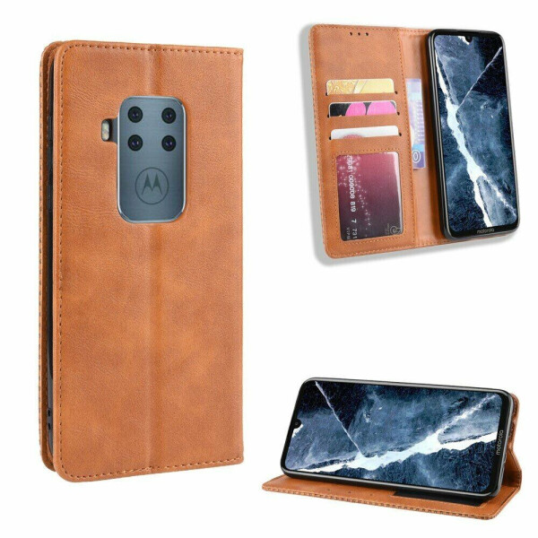 

Чехол Deexe Retro Style для Motorola One Zoom - Light Brown