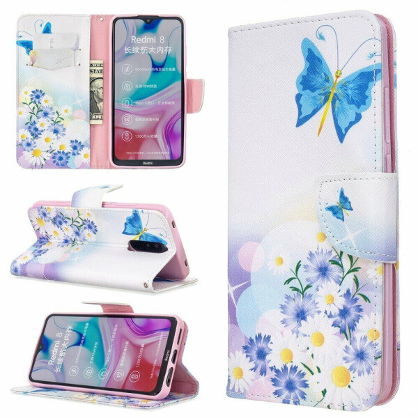 

Чехол-книжка Deexe Color Wallet для Xiaomi Redmi 8 - Butterflies and Flowers