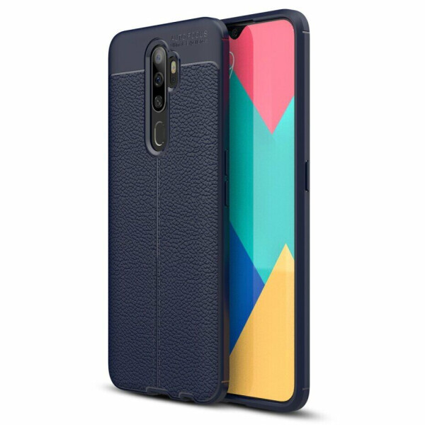

Защитный чехол Deexe Leather Cover для OPPO A5 2020 - Dark Blue