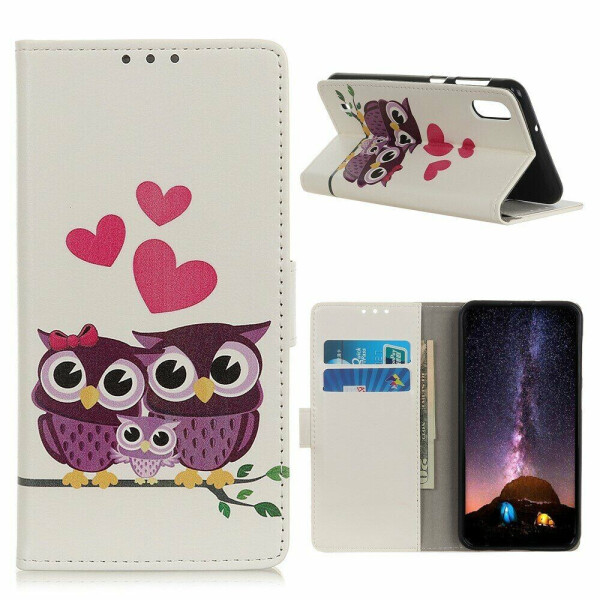 

Чехол Deexe Life Style Wallet для ZTE Blade A5 (2019) - Couple Owls