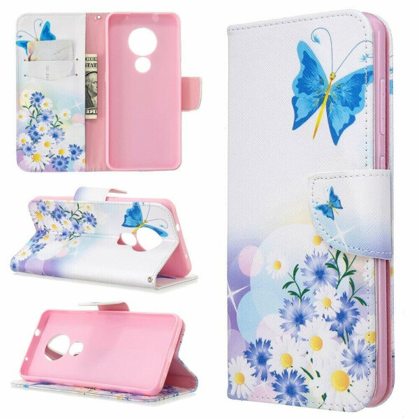 

Чехол-книжка Deexe Color Wallet для Nokia 6.2 / 7.2 - Blue Butterflies