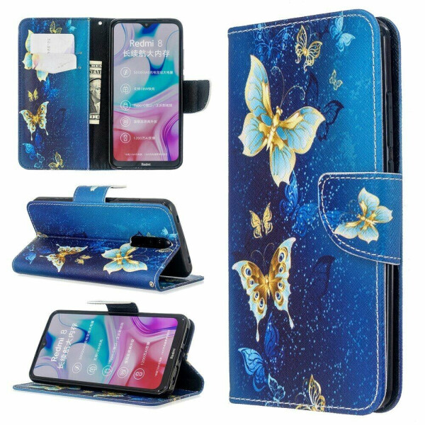 

Чехол-книжка Deexe Color Wallet для Xiaomi Redmi 8 - Blue Butterflies