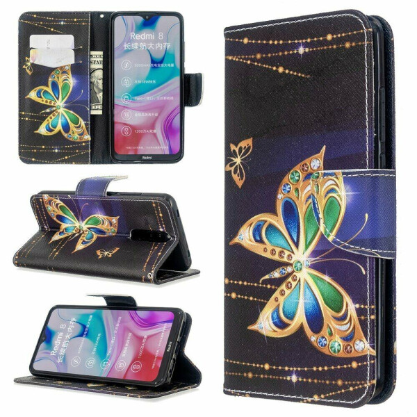 

Чехол-книжка Deexe Color Wallet для Xiaomi Redmi 8 - Gold Butterflies