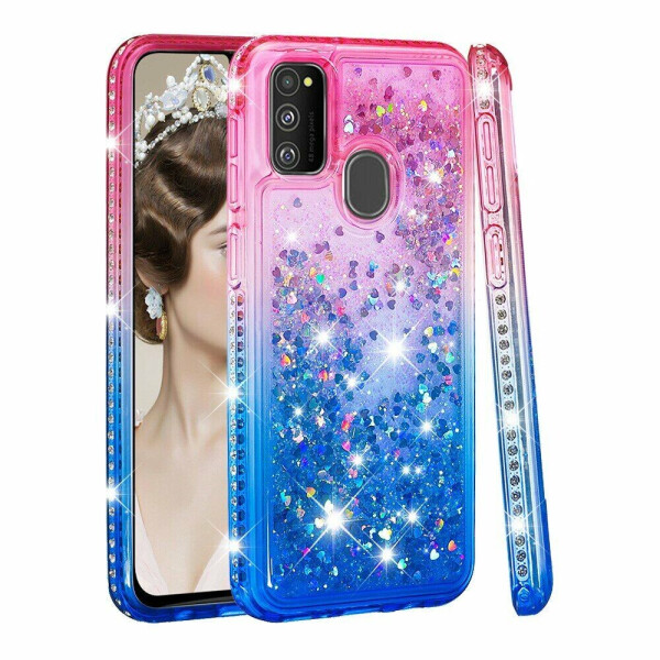 

Силиконовый (TPU) чехол Deexe Fashion Glitter для Samsung Galaxy M30s (M307) / Galaxy M21 (M215) - Rose / Blue