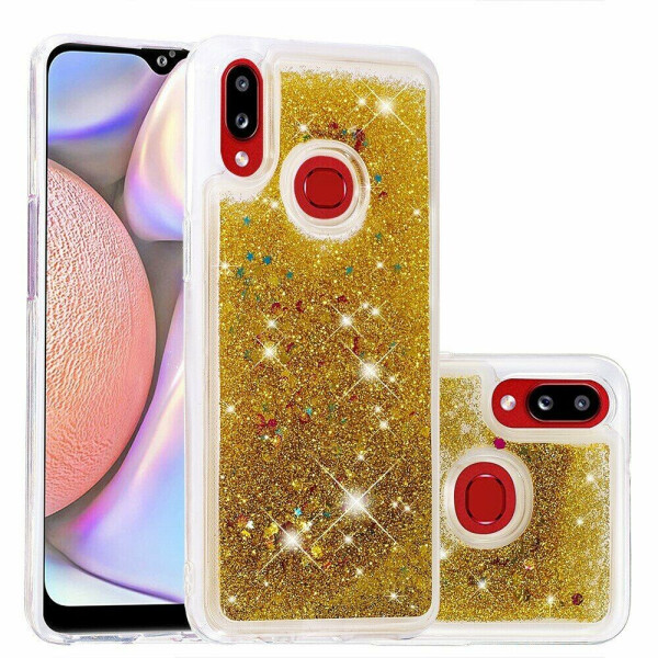 

Силиконовый (TPU) чехол Deexe Liquid Glitter для Samsung Galaxy A10s (A107) - Gold