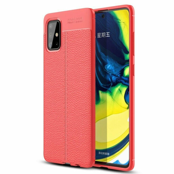 

Защитный чехол Deexe Leather Cover для Samsung Galaxy A71 - Red