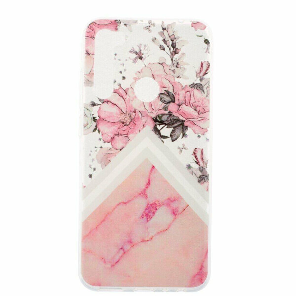 

Силиконовый (TPU) чехол Deexe Pretty Glossy для Xiaomi Redmi Note 8 - Pink Flower and Marble Pattern
