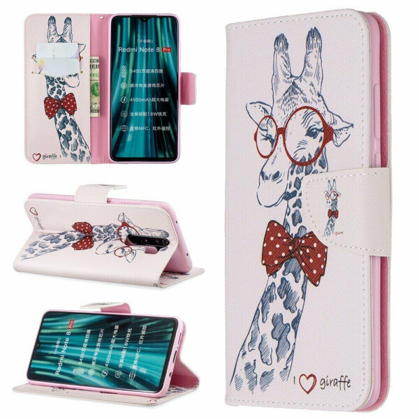 

Чехол-книжка Deexe Color Wallet для Xiaomi Redmi Note 8 Pro - Adorable Giraffe Wearing Glasses