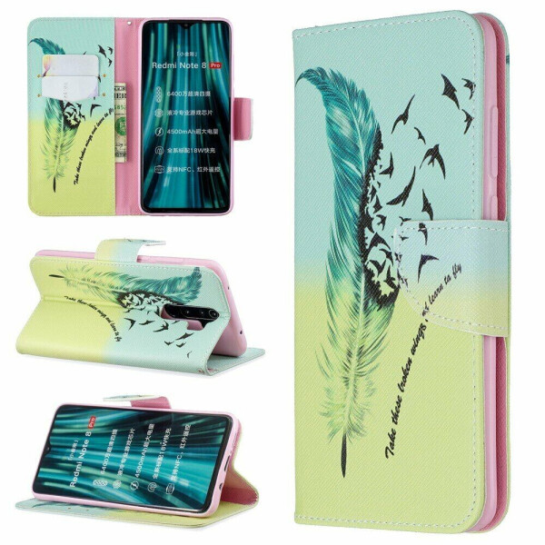 

Чехол-книжка Deexe Color Wallet для Xiaomi Redmi Note 8 Pro - Feather Pattern