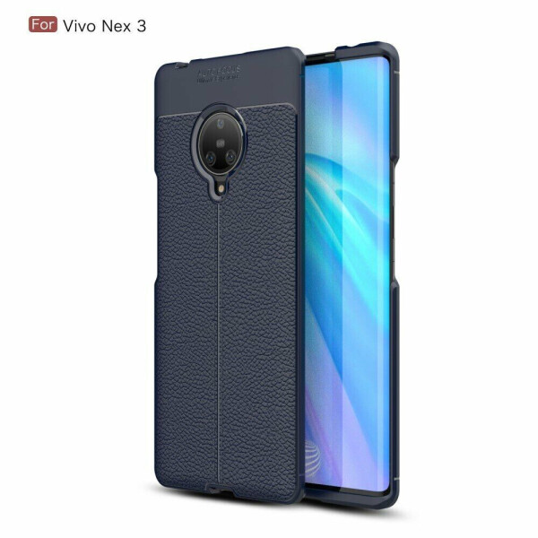 

Защитный чехол Deexe Leather Cover для VIVO NEX 3 - Dark Blue