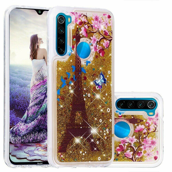 

Силиконовая (TPU) накладка Deexe Fashion Glitter для Xiaomi Redmi Note 8 - Gold/Eiffel Towel
