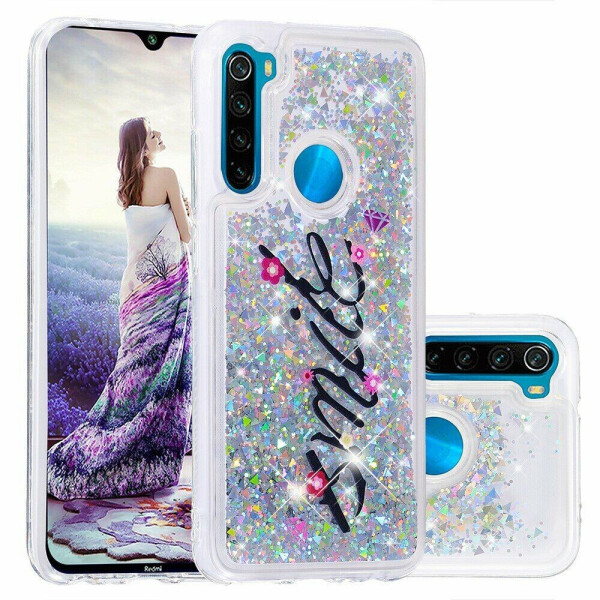

Силиконовая (TPU) накладка Deexe Fashion Glitter для Xiaomi Redmi Note 8 / Note 8 (2021) - Silver/Smile