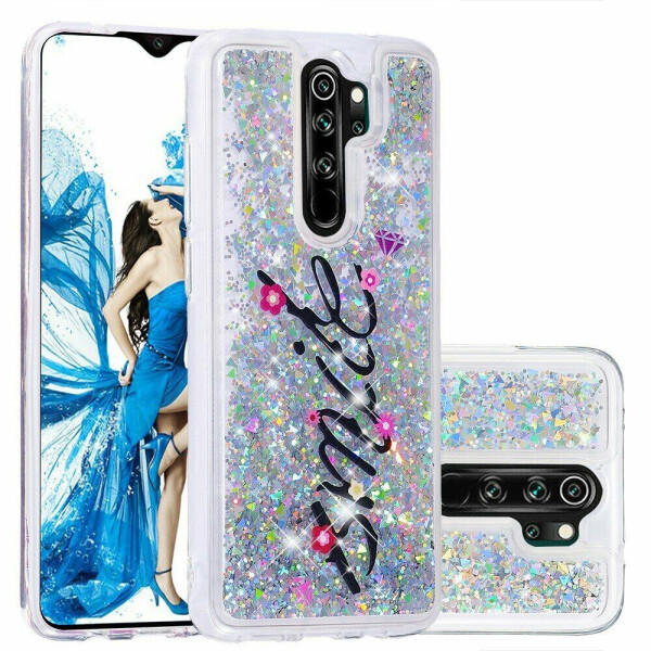 

Силиконовая (TPU) накладка Deexe Fashion Glitter для Xiaomi Redmi Note 8 Pro - Silver/Smile