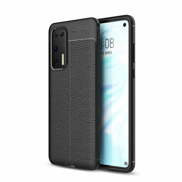 

Защитный чехол Deexe Leather Cover для Huawei P40 - Black