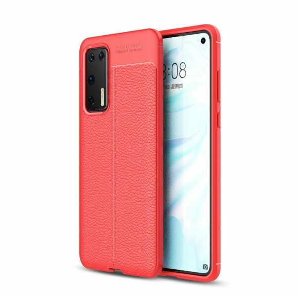 

Защитный чехол Deexe Leather Cover для Huawei P40 - Red