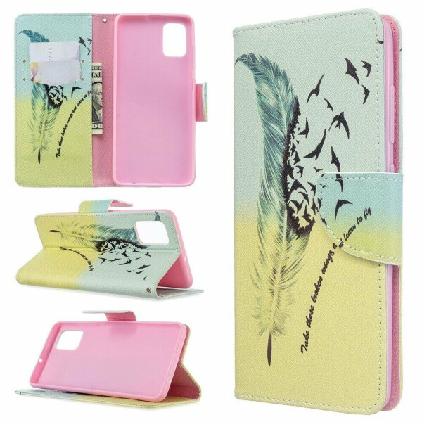 

Чехол-книжка Deexe Color Wallet для Samsung Galaxy A51 (А515) - Feather Pattern