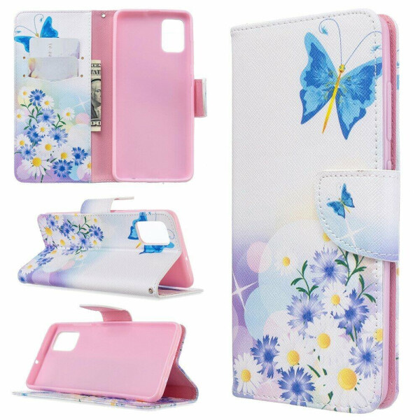

Чехол-книжка Deexe Color Wallet для Samsung Galaxy A51 (А515) - Blue Butterfly and Flowers