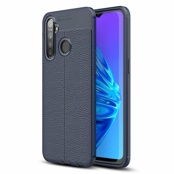 

Защитный чехол Deexe Leather Cover для Realme 5 Pro / Realme Q - Dark Blue