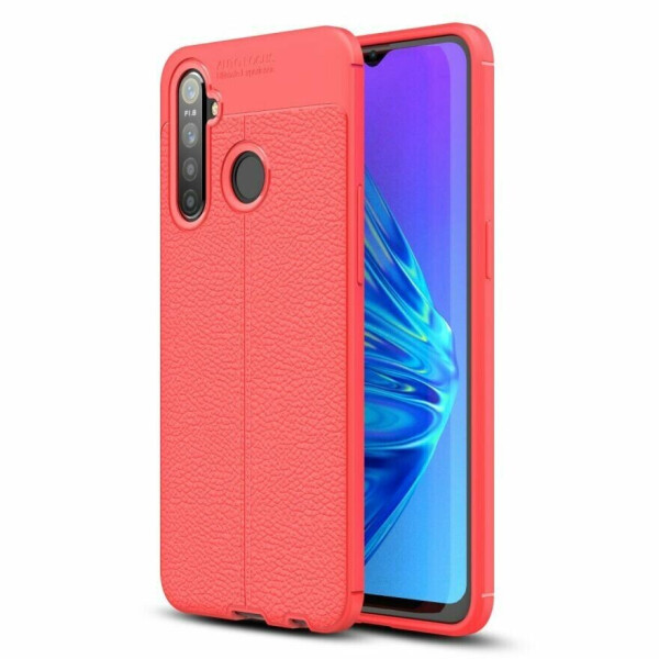 

Защитный чехол Deexe Leather Cover для Realme 5 Pro / Realme Q - Red