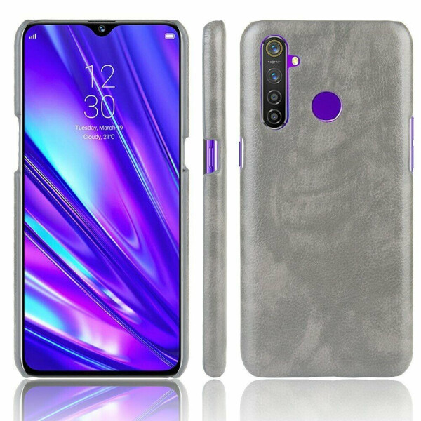 

Защитный чехол Deexe Leather Back Cover для Realme 5 Pro / Realme Q - Grey