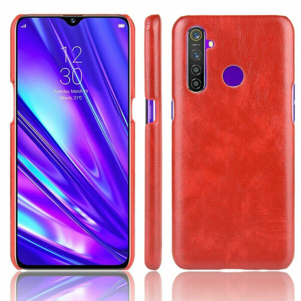 

Защитный чехол Deexe Leather Back Cover для Realme 5 Pro / Realme Q - Red