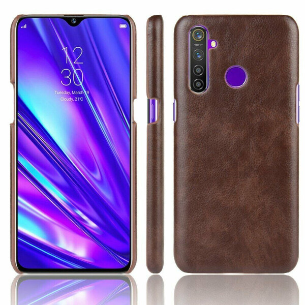 

Защитный чехол Deexe Leather Back Cover для Realme 5 Pro / Realme Q - Brown