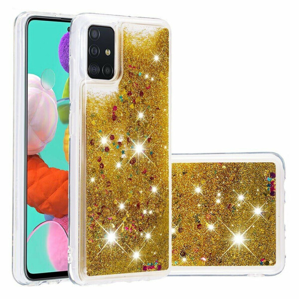 

Силиконовый (TPU) чехол Deexe Liquid Glitter для Samsung Galaxy A51 (А515) - Gold