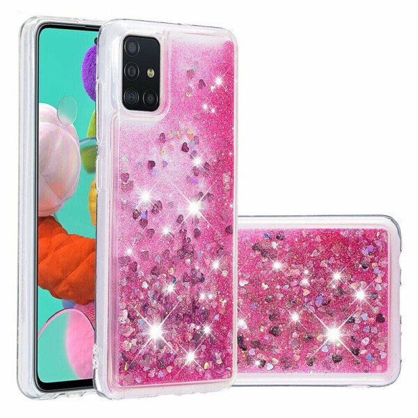 

Силиконовый (TPU) чехол Deexe Liquid Glitter для Samsung Galaxy A51 (А515) - Rose