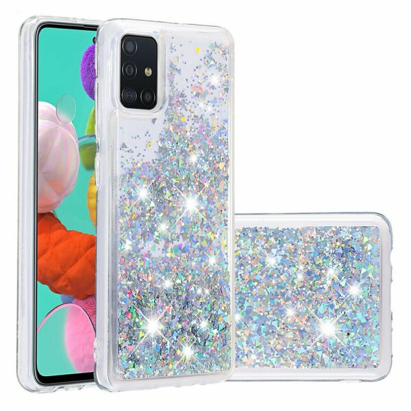 

Силиконовый (TPU) чехол Deexe Liquid Glitter для Samsung Galaxy A51 (А515) - Silver