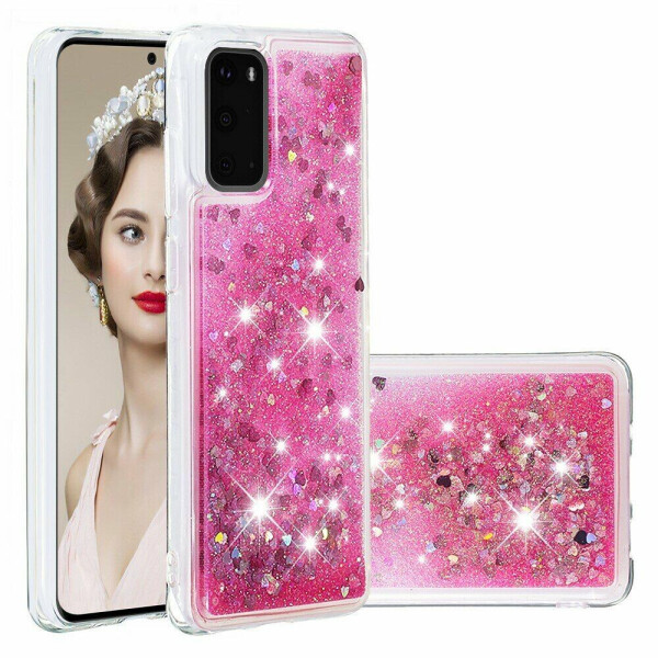 

Силиконовый (TPU) чехол Deexe Liquid Glitter для Samsung Galaxy S20 (G980) - Pink