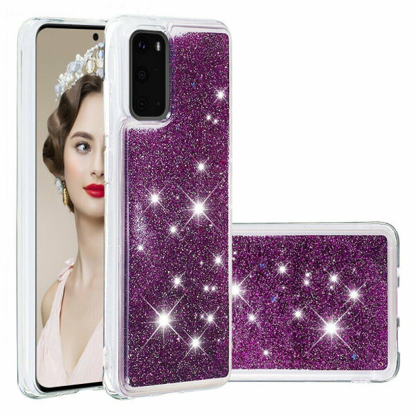 

Силиконовый (TPU) чехол Deexe Liquid Glitter для Samsung Galaxy S20 (G980) - Purple
