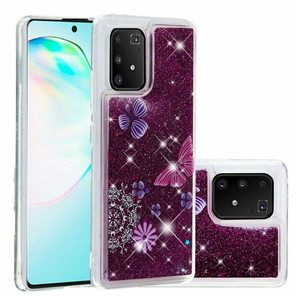 

Силиконовый (TPU) чехол Deexe Fashion Glitter для Samsung Galaxy S10 Lite (G770) - Butterfly and Flower