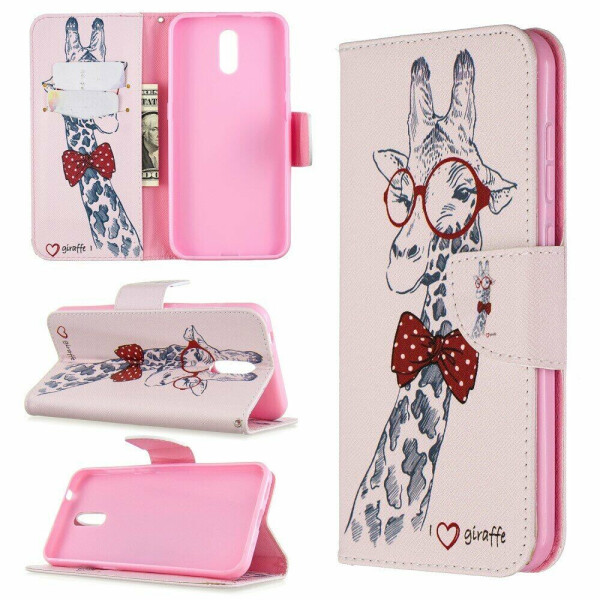 

Чехол-книжка Deexe Color Wallet для Nokia 2.3 - Giraffe Wearing Glasses