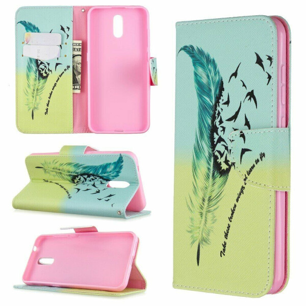 

Чехол-книжка Deexe Color Wallet для Nokia 2.3 - Feather Pattern