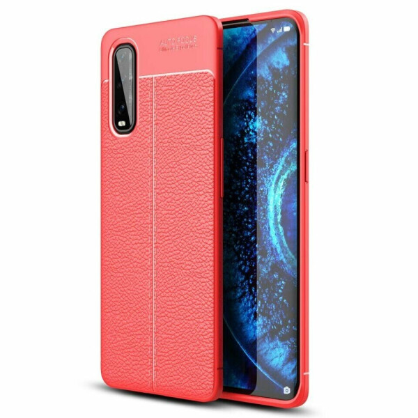 

Защитный чехол Deexe Leather Cover для OPPO Find X2 - Red