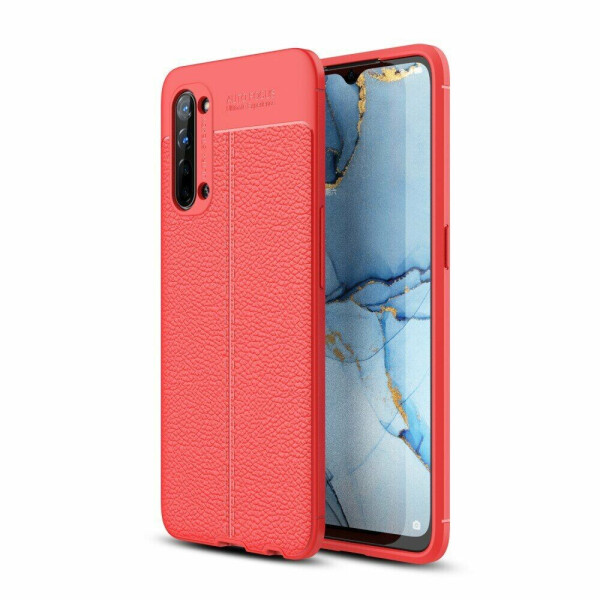 

Защитный чехол Deexe Leather Cover для OPPO Reno 3 - Red