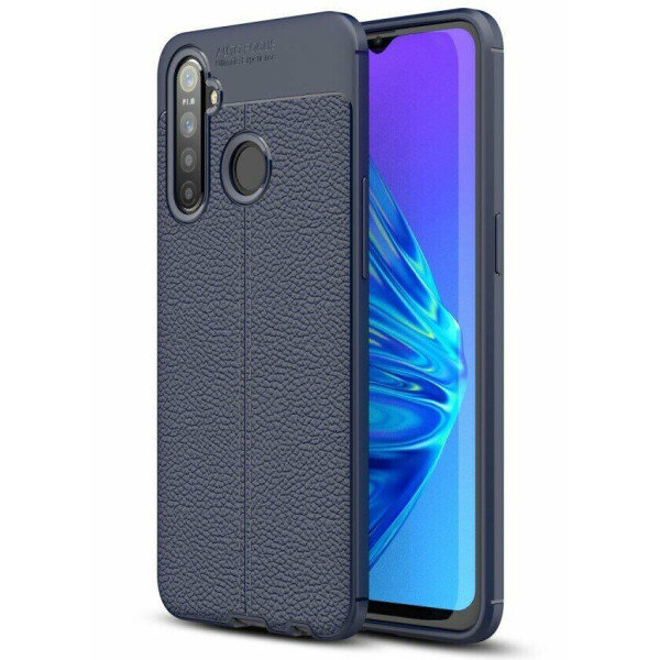 

Защитный чехол Deexe Leather Cover для Realme 5 - Dark Blue