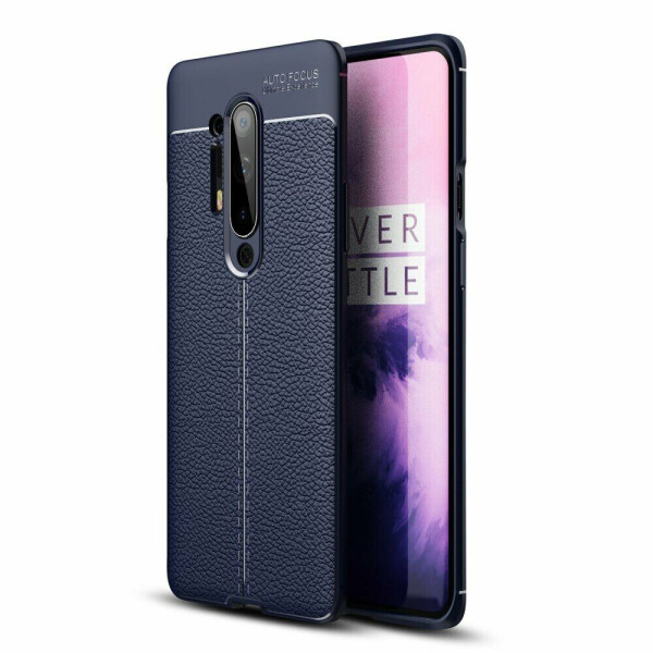 

Защитный чехол Deexe Leather Cover для OnePlus 8 Pro - Dark Blue